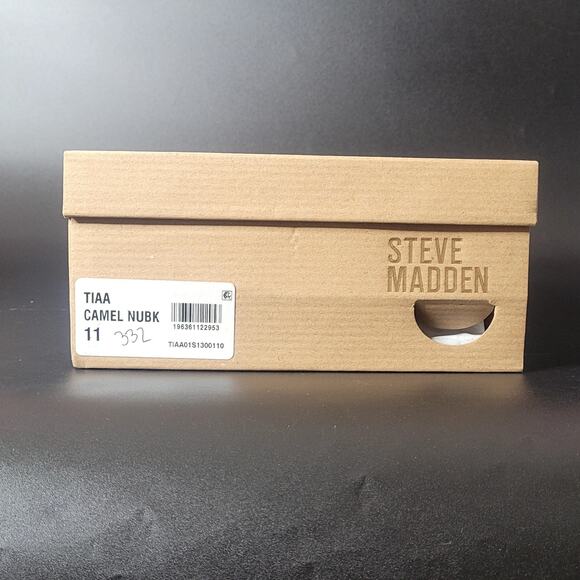 Steve Madden Tiaa Sz 11 Camel Nubuck Leather Chunky Comfy Cute Block Heels NWB - Picture 9 of 9
